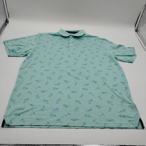 Puma Golf Pelican Print Polo Shirt Mens Large Mint Green Short Sleeve 621545-04
